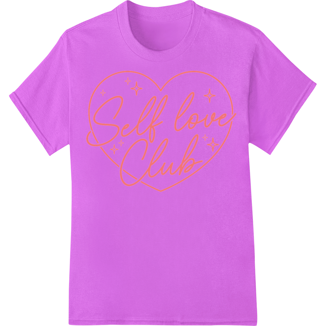 Join the 'Self Love Club' this Valentine's Day & Every Day on purple shirt - SUPERDTF-DTF Prints-DTF Transfers-Custom DTF Prints