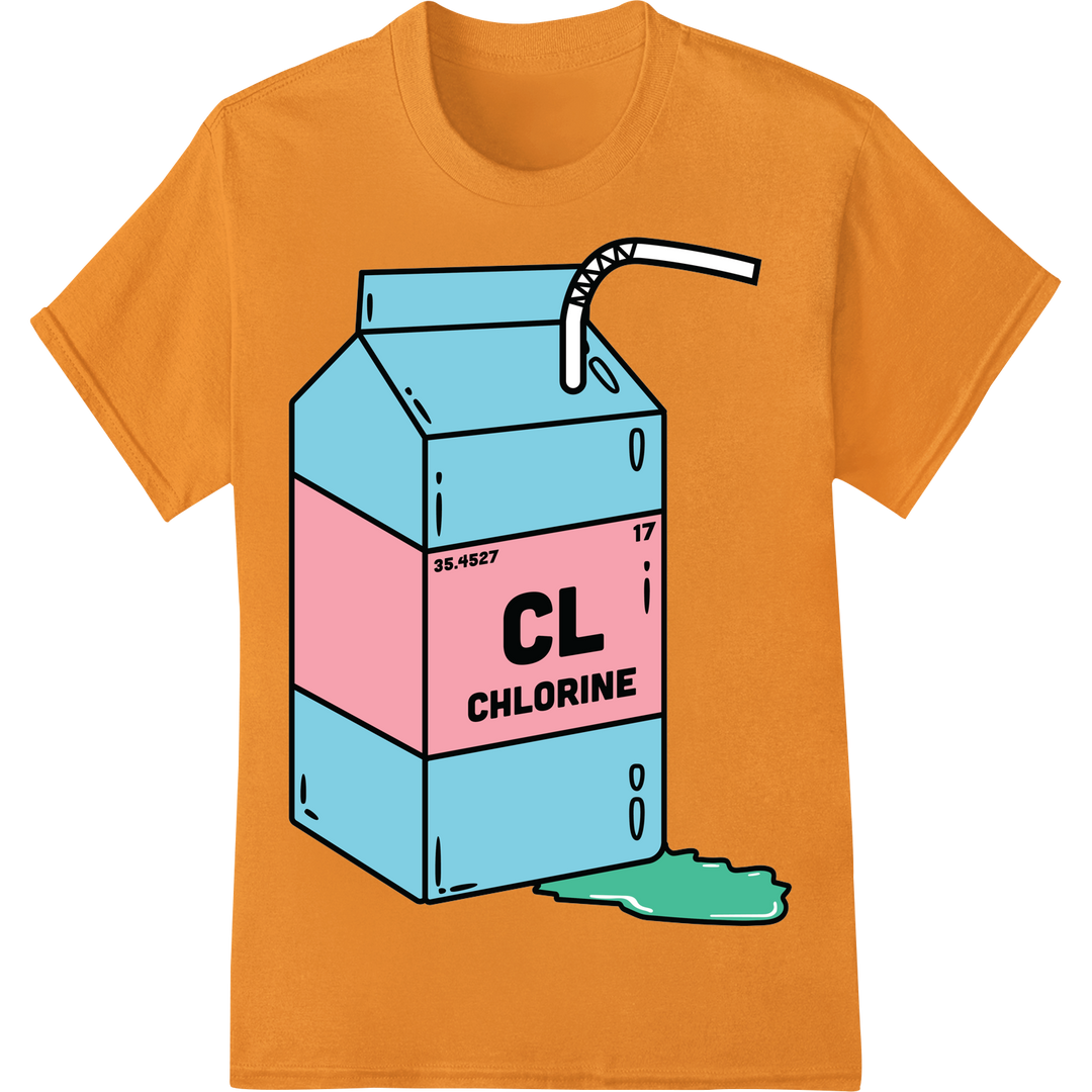 Vibrant Chlorine Element DTF Print for Science Enthusiasts on orange shirt - SUPERDTF-DTF Prints-DTF Transfers-Custom DTF Prints