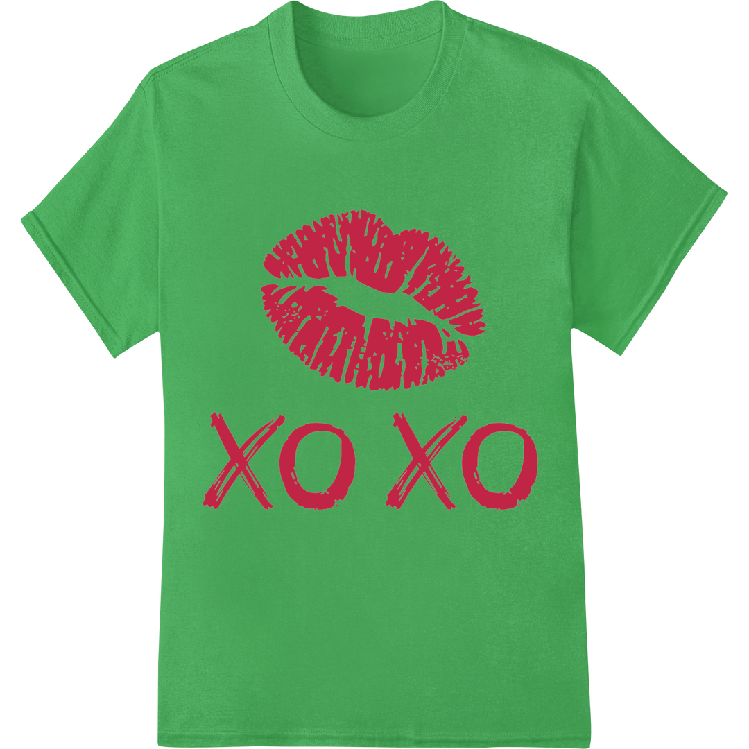 XOXO Kiss Marks - Trendy Valentine's Day DTF Print Transfer on green shirt - SUPERDTF-DTF Prints-DTF Transfers-Custom DTF Prints