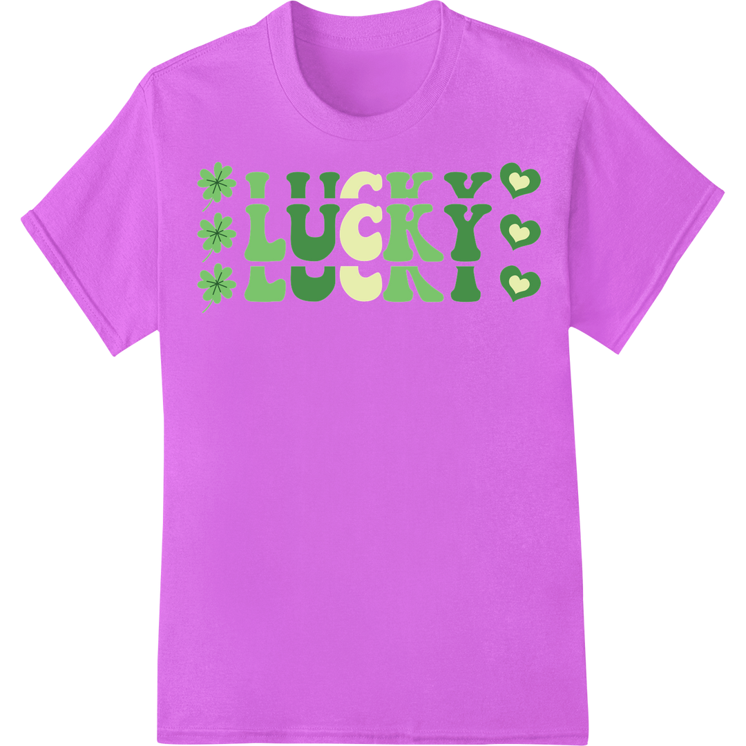 Lucky Charm: Festive St. Patrick's Day DTF Heat Transfer on purple shirt - SUPERDTF-DTF Prints-DTF Transfers-Custom DTF Prints