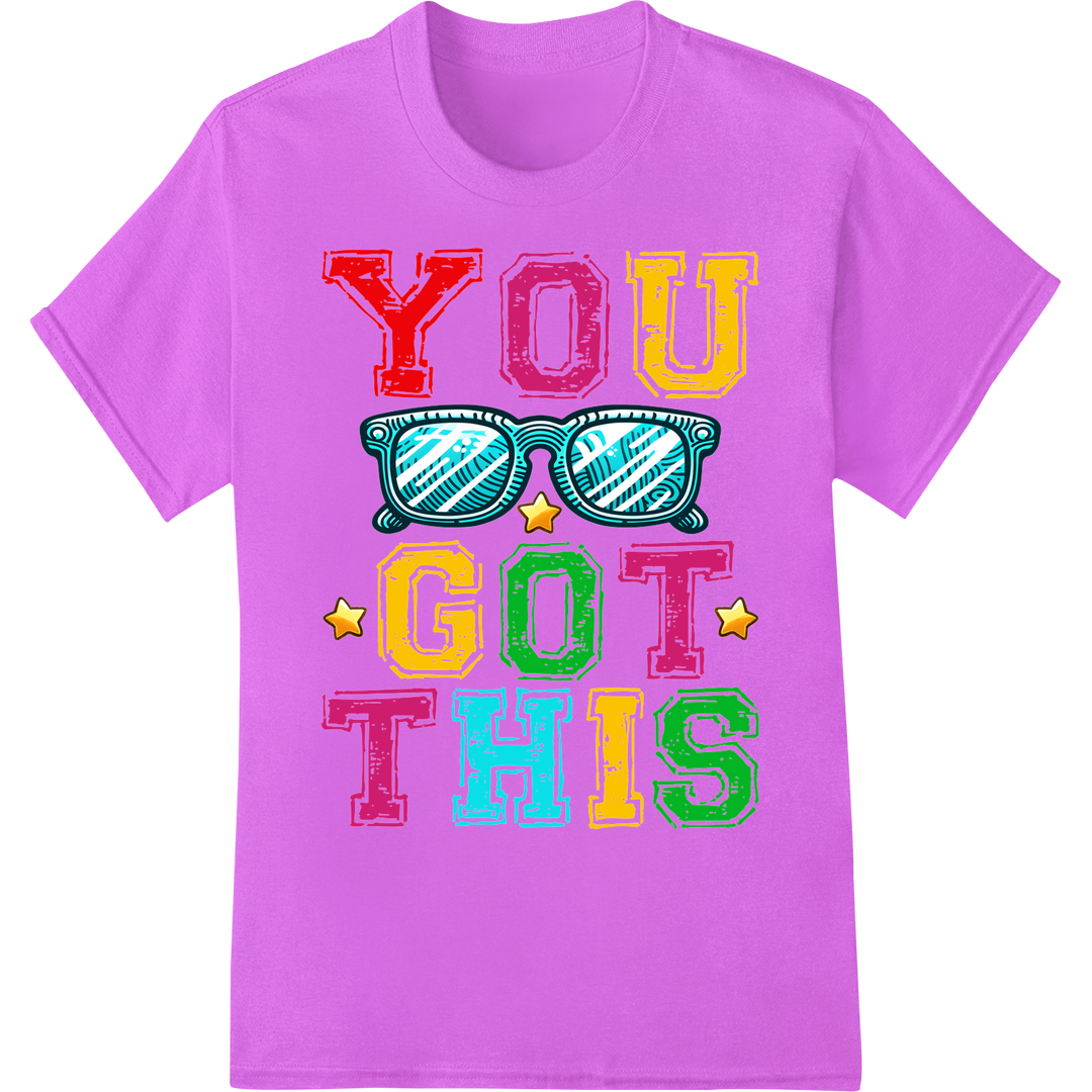 Retro 'YOU GOT THIS' Teacher Inspirational DTF Print Transfer on purple shirt - SUPERDTF-DTF Prints-DTF Transfers-Custom DTF Prints