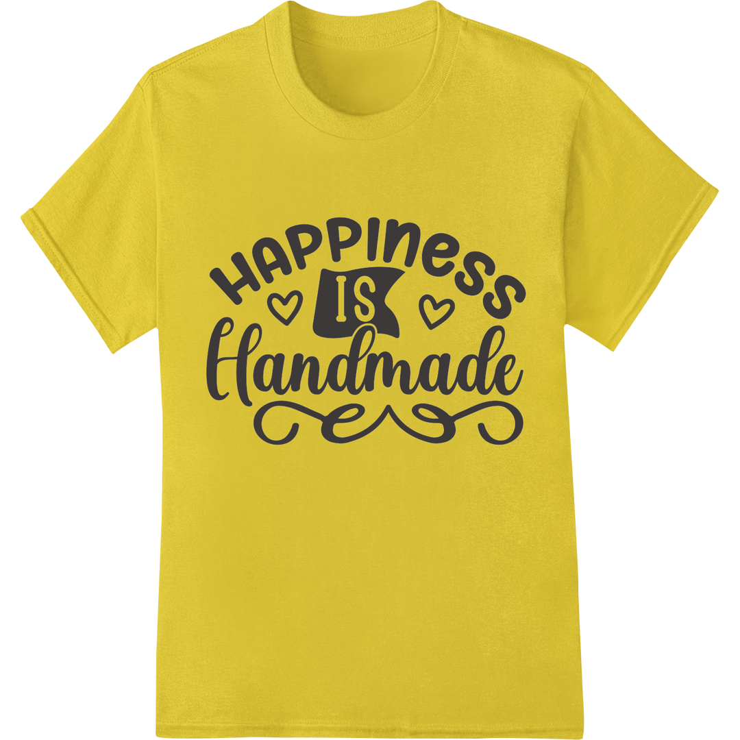 Embrace the Joy of Handmade with this Inspirational DTF Print on yellow shirt - SUPERDTF-DTF Prints-DTF Transfers-Custom DTF Prints