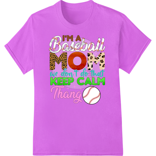 Sassy Baseball Mom - Leopard Print DTF Heat Transfer on purple shirt - SUPERDTF-DTF Prints-DTF Transfers-Custom DTF Prints