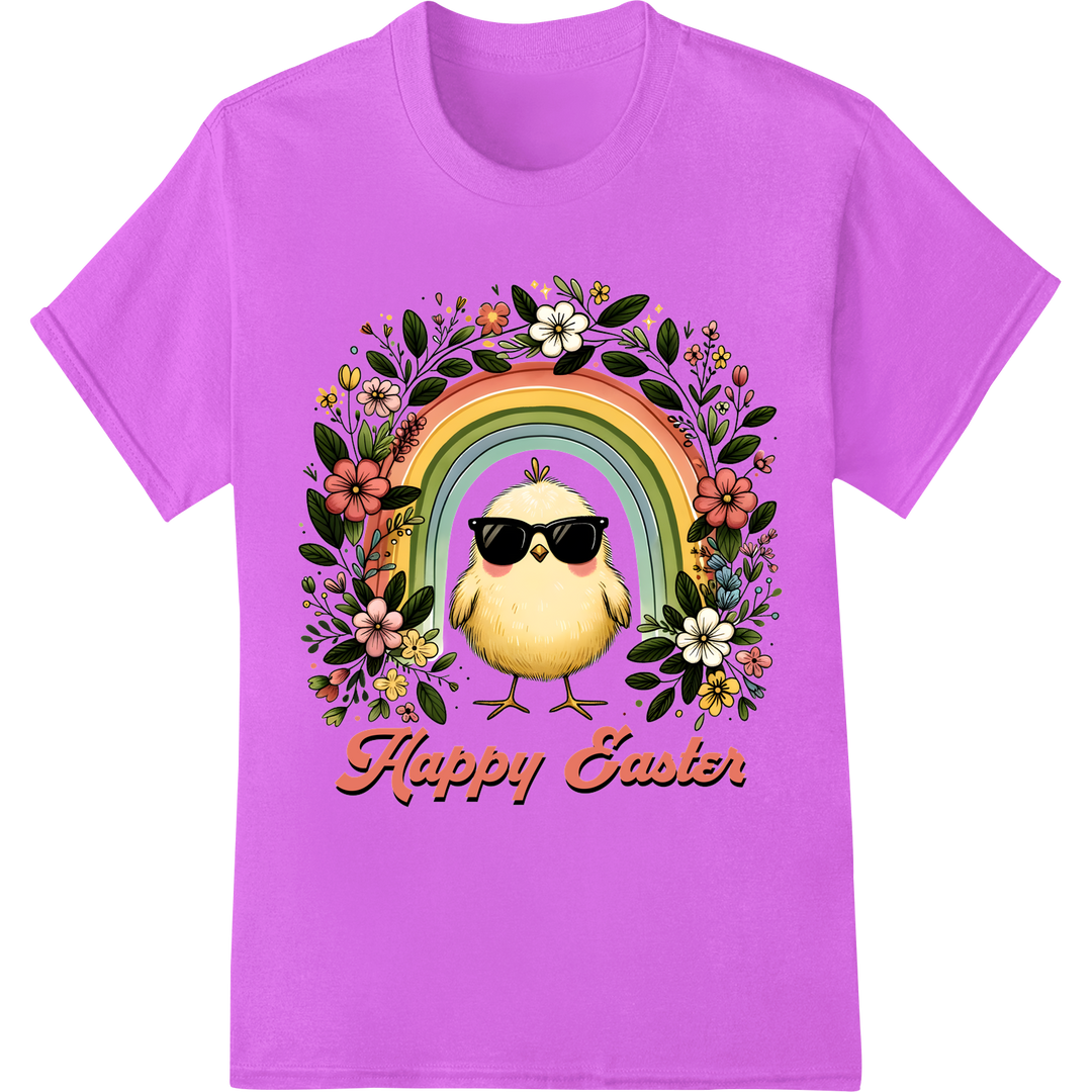 Retro Happy Easter Chick DTF Print Heat Transfer on purple shirt - SUPERDTF-DTF Prints-DTF Transfers-Custom DTF Prints