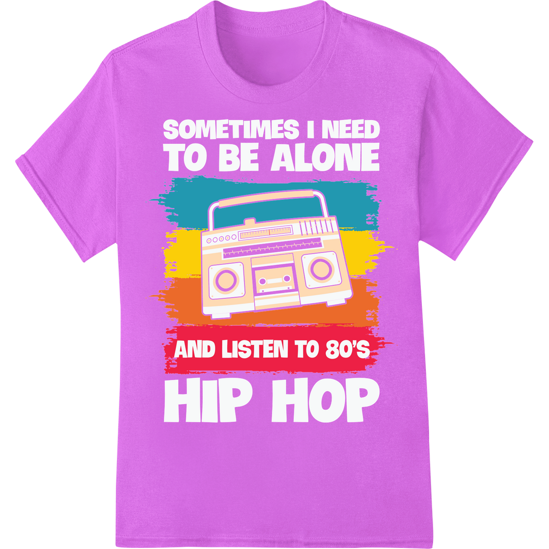 Retro 80's Hip-Hop Boombox DTF Print | Vintage Music Style on purple shirt - SUPERDTF-DTF Prints-DTF Transfers-Custom DTF Prints