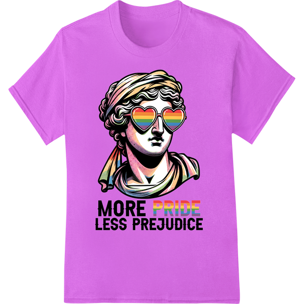 Vibrant LGBTQ+ Pride DTF Print: More Pride Less Prejudice on purple shirt - SUPERDTF-DTF Prints-DTF Transfers-Custom DTF Prints