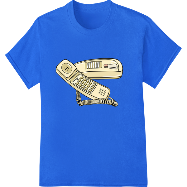 Vintage Rotary Phone Illustration DTF Heat Transfer on blue shirt - SUPERDTF-DTF Prints-DTF Transfers-Custom DTF Prints