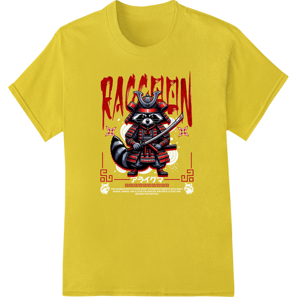 Fearless Samurai Raccoon - DTF Print Heat Transfer enhanced with professional t shirt prints