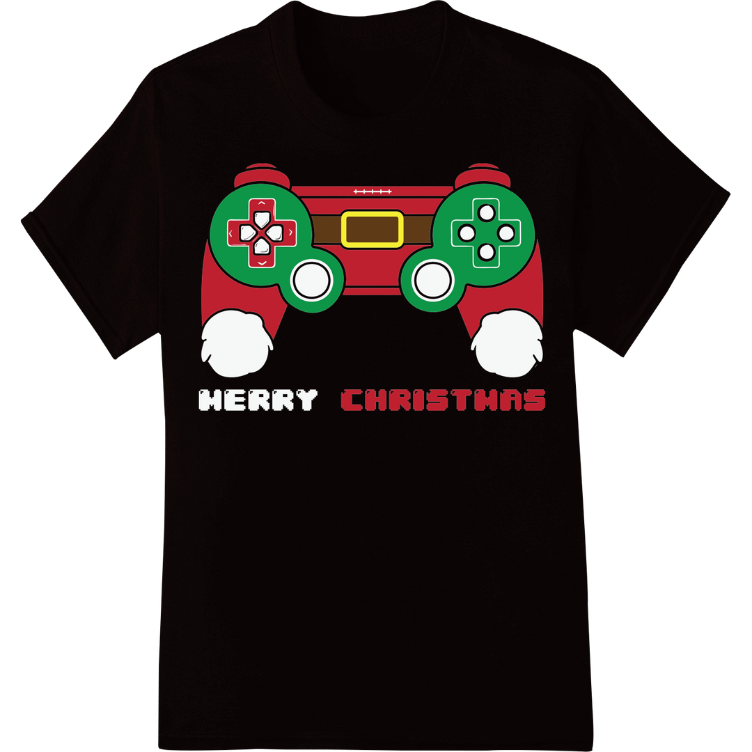 Festive Gaming Christmas DTF Print Heat Transfer | Super DTF on black shirt - SUPERDTF-DTF Prints-DTF Transfers-Custom DTF Prints