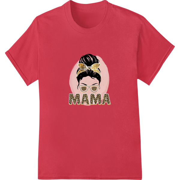 Fierce Mama Leopard Print Portrait Heat Transfer Design on red shirt - SUPERDTF-DTF Prints-DTF Transfers-Custom DTF Prints