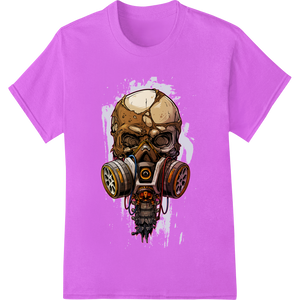 Personalized vibrant DTF prints design for Toxic Skull Gasmask: Haunting Post-Apocalyptic Fashion