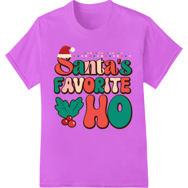 Retro 'Santa's Favorite Ho' Christmas DTF Print Transfer on purple shirt - SUPERDTF-DTF Prints-DTF Transfers-Custom DTF Prints