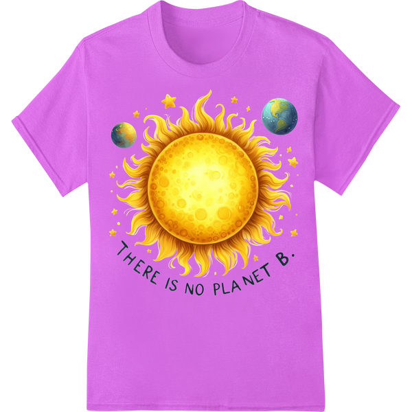 Vibrant Earth Day Sun DTF Print Heat Transfer | Eco Message on purple shirt - SUPERDTF-DTF Prints-DTF Transfers-Custom DTF Prints