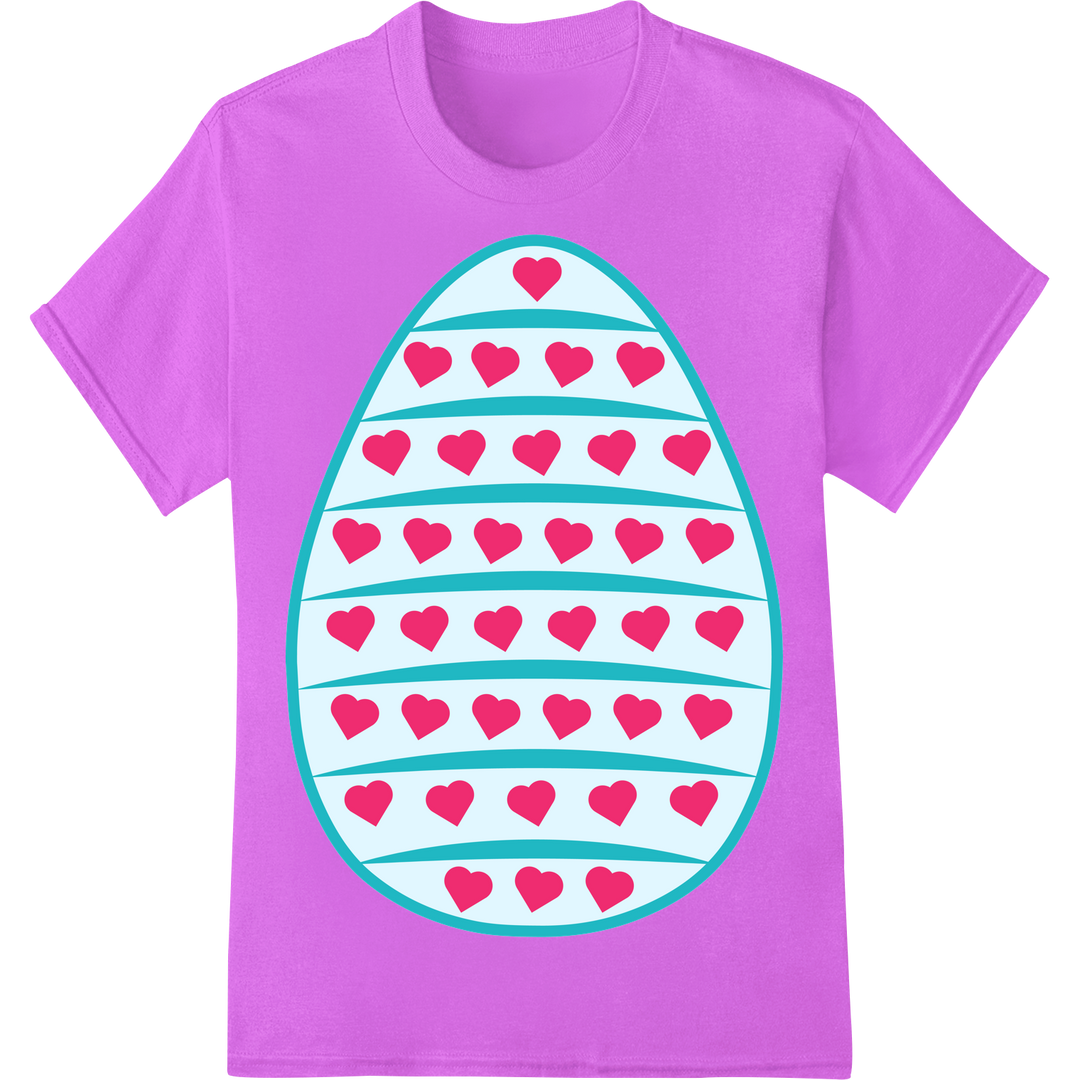 Adorable Pink Heart Easter Oval DTF Print Heat Transfer on purple shirt - SUPERDTF-DTF Prints-DTF Transfers-Custom DTF Prints