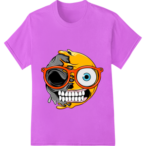 Expert personalized clothing craftsmanship on Spooky Skull Emoji Heat Transfer - Bold Halloween Design