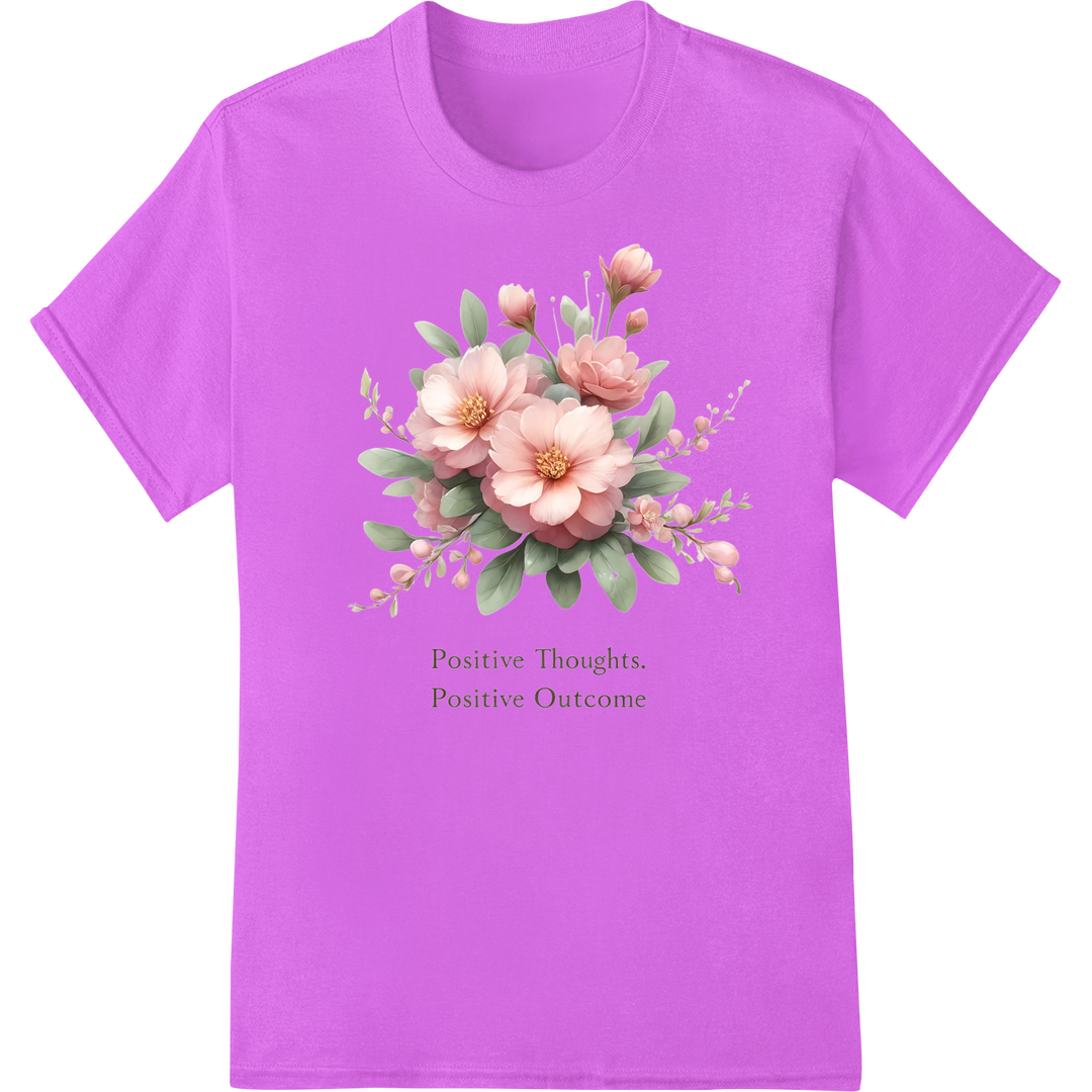 Vintage Floral Magnolia 'Positive Thoughts' DTF Print on purple shirt - SUPERDTF-DTF Prints-DTF Transfers-Custom DTF Prints