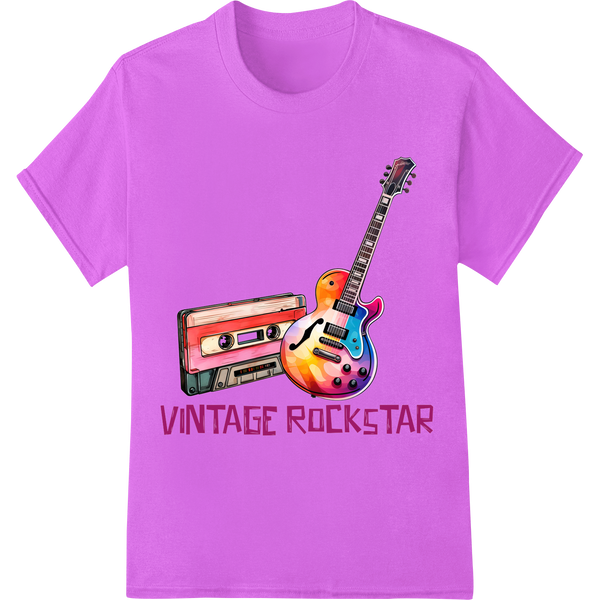 Retro Rock Vibes: 'VINTAGE ROCKSTAR' DTF Print Heat Transfer on purple shirt - SUPERDTF-DTF Prints-DTF Transfers-Custom DTF Prints