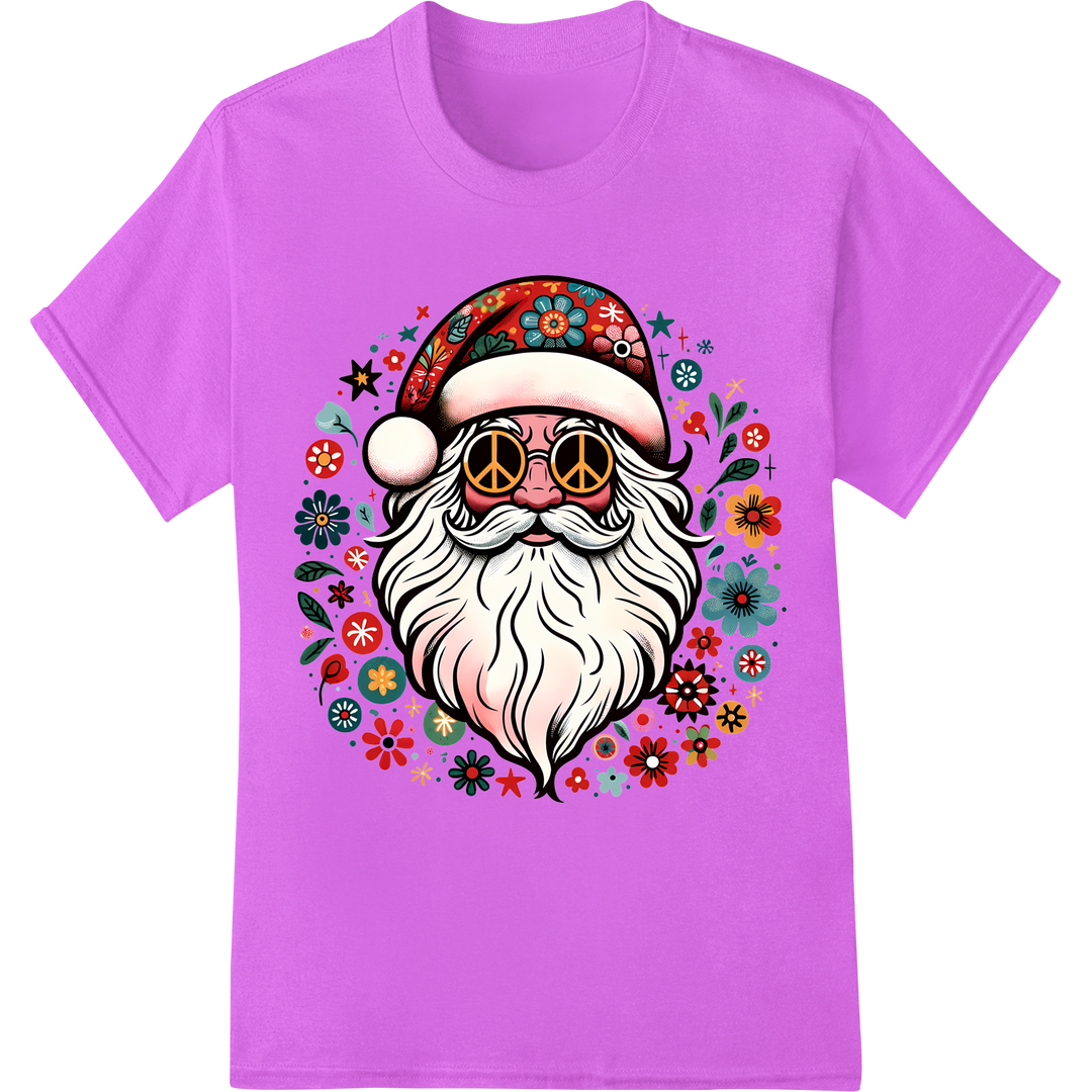 Psychedelic Santa DTF Print Heat Transfer | Christmas Hippie on purple shirt - SUPERDTF-DTF Prints-DTF Transfers-Custom DTF Prints