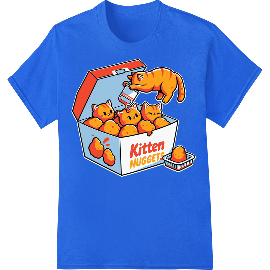 Adorable 'Kitten Nuggets' Heat Transfer Print | Cat Lover on blue shirt - SUPERDTF-DTF Prints-DTF Transfers-Custom DTF Prints