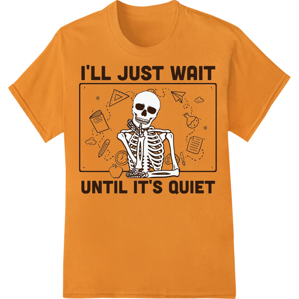 Retro Skeleton Teacher DTF Print: Wit for the Classroom on orange shirt - SUPERDTF-DTF Prints-DTF Transfers-Custom DTF Prints