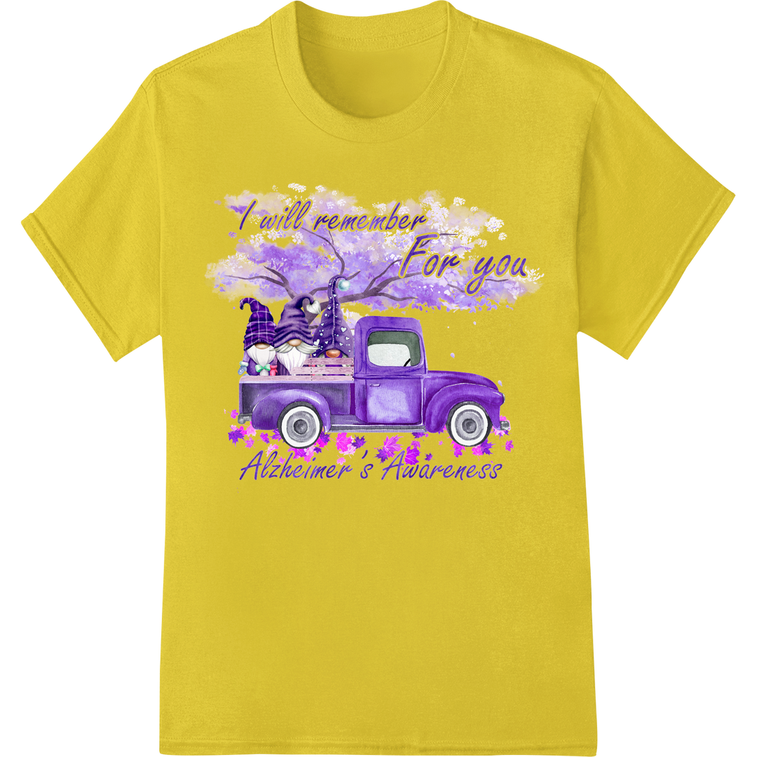 Vintage Pickup Alzheimer's Awareness Heat Transfer Print on yellow shirt - SUPERDTF-DTF Prints-DTF Transfers-Custom DTF Prints