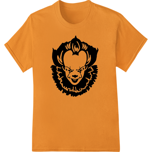 Haunting Pennywise Clown Outline - Halloween Horror DTF Print on orange shirt - SUPERDTF-DTF Prints-DTF Transfers-Custom DTF Prints