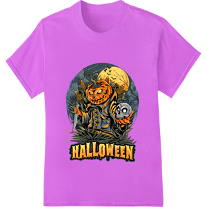 Spooky Pumpkin Trio: Halloween Heat Transfer Design showcasing advanced t shirt prints technology