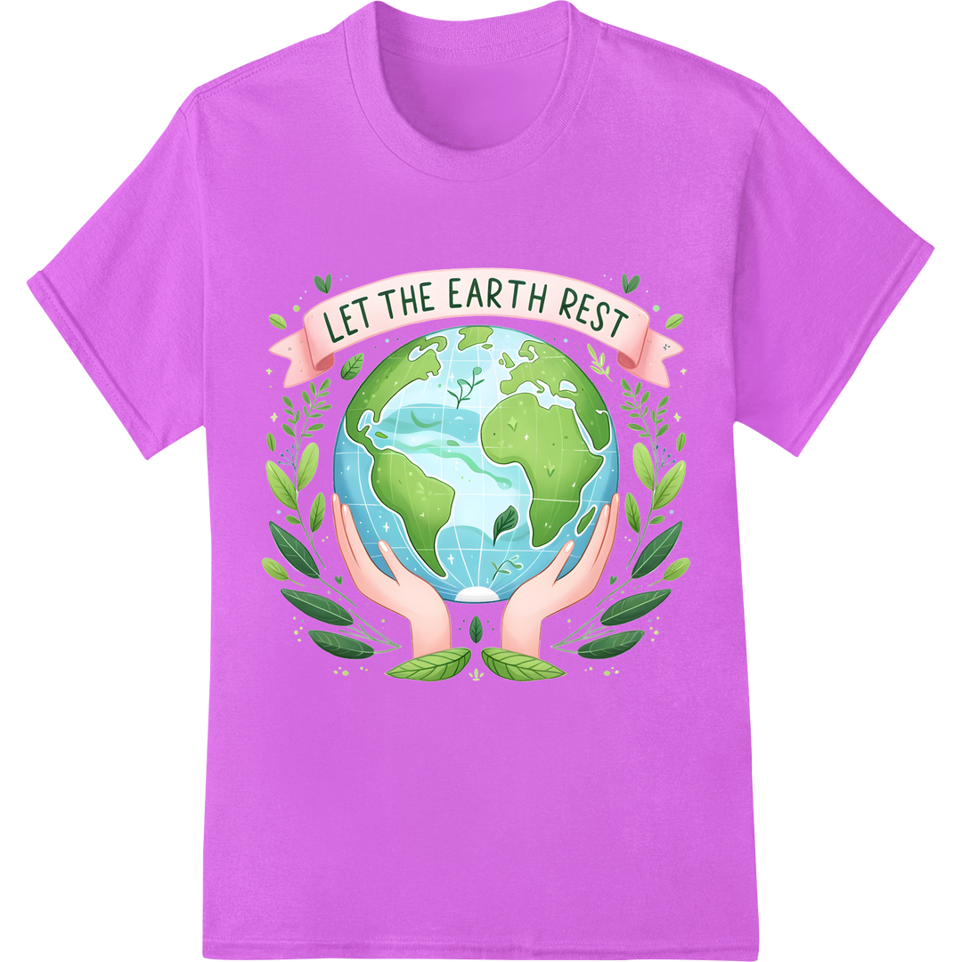 Let The Earth Rest: Stunning Eco-Friendly DTF Print Transfer on purple shirt - SUPERDTF-DTF Prints-DTF Transfers-Custom DTF Prints