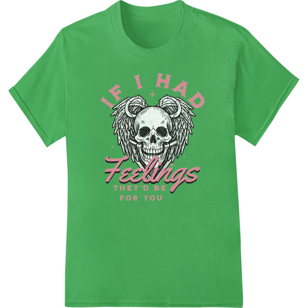 Edgy Skeleton Valentine DTF Print: Hauntingly Romantic on green shirt - SUPERDTF-DTF Prints-DTF Transfers-Custom DTF Prints