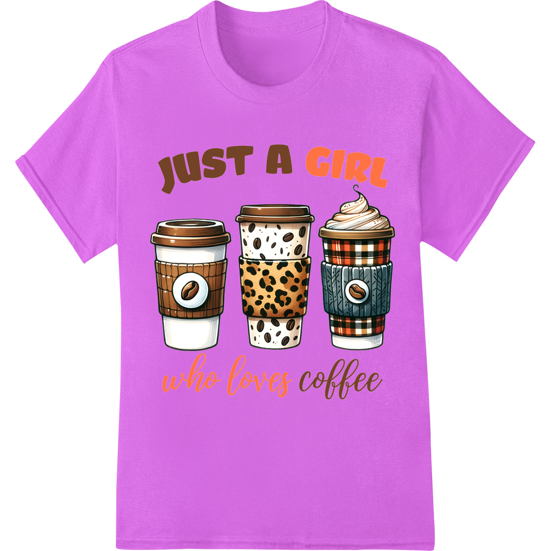 Unleash Your Coffee Love with This Bold DTF Print Design on purple shirt - SUPERDTF-DTF Prints-DTF Transfers-Custom DTF Prints