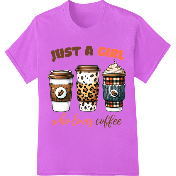 Unleash Your Coffee Love with This Bold DTF Print Design on purple shirt - SUPERDTF-DTF Prints-DTF Transfers-Custom DTF Prints