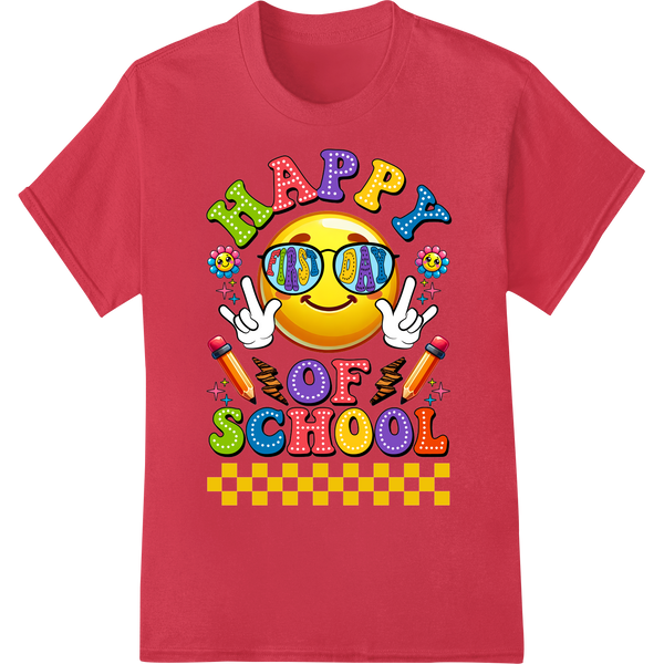 Retro 100th Day of School Emoji Shirt DTF Print Transfer on red shirt - SUPERDTF-DTF Prints-DTF Transfers-Custom DTF Prints