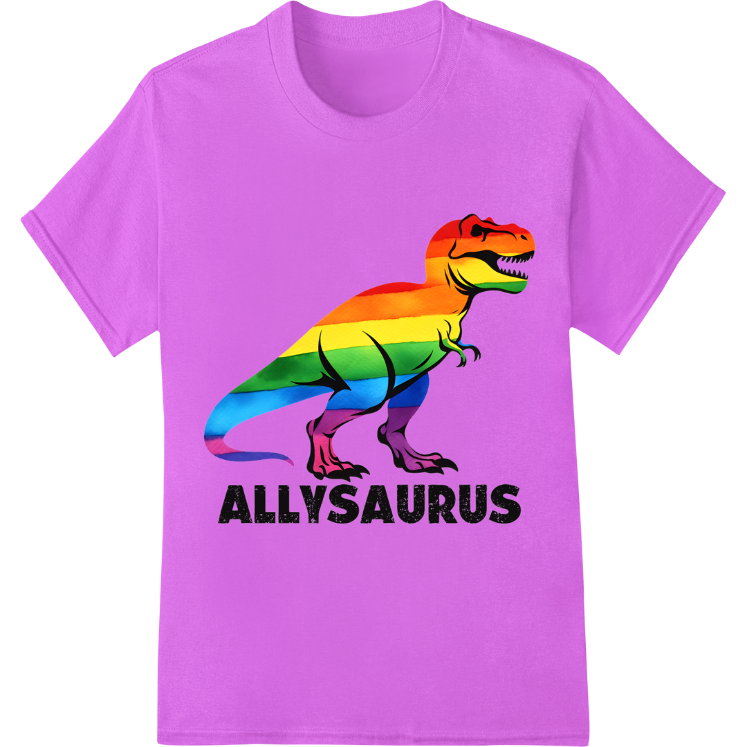 Fierce & Colorful Allysaurus Pride DTF Print Heat Transfer on purple shirt - SUPERDTF-DTF Prints-DTF Transfers-Custom DTF Prints