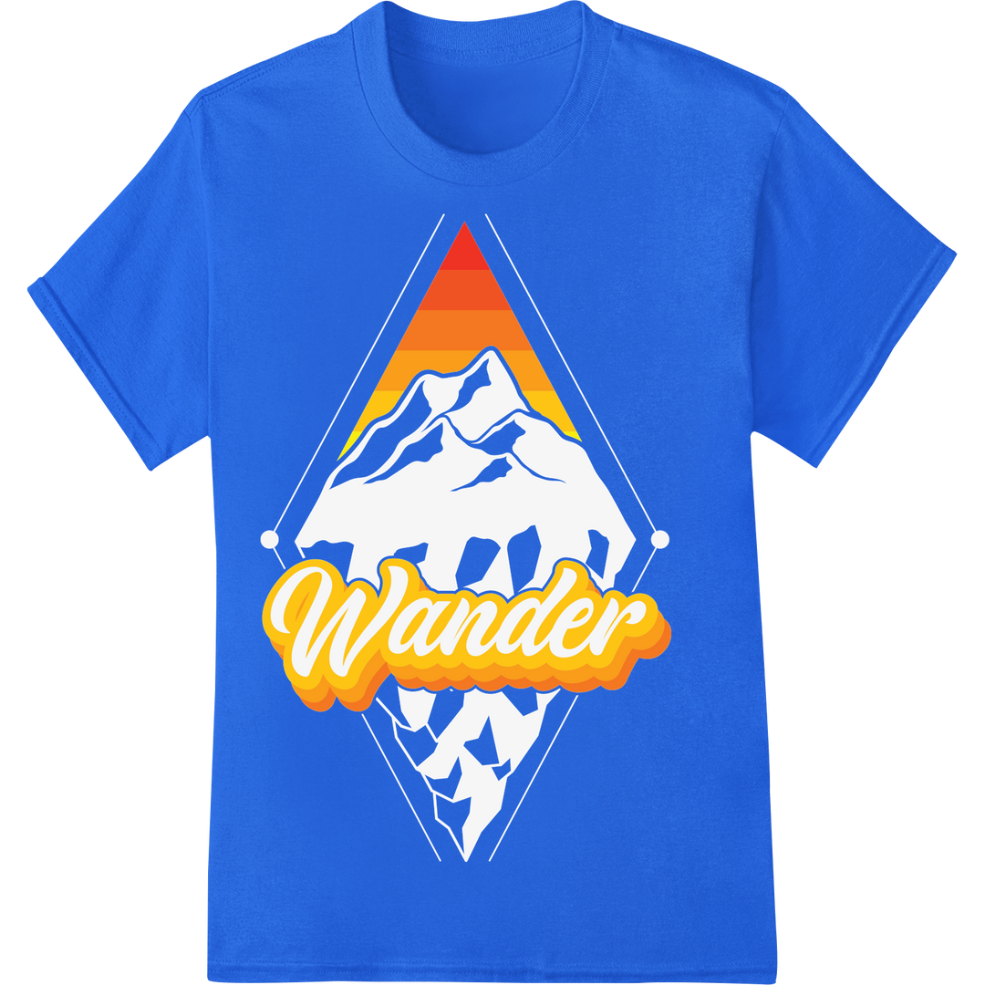 Wander into Adventure: Vibrant DTF Print Heat Transfer on blue shirt - SUPERDTF-DTF Prints-DTF Transfers-Custom DTF Prints