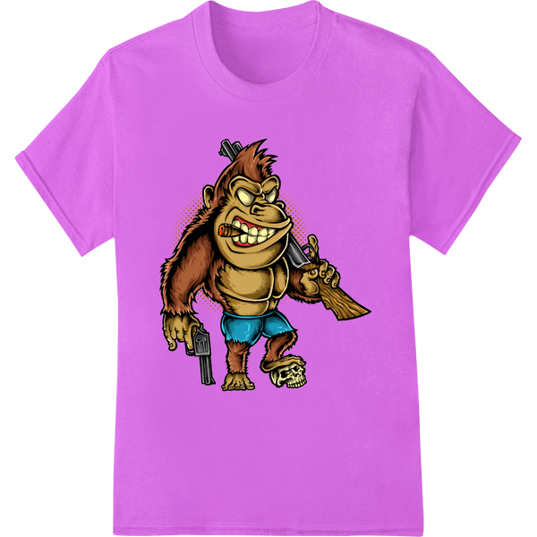 Furry Shotgun-Toting Monster Cartoon | DTF Heat Transfer made with premium apparel decoration