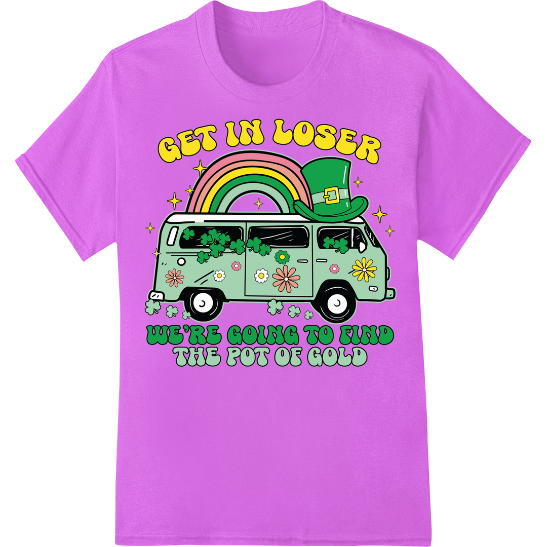 Lucky Hippie Van: St. Patrick's Day DTF Print Heat Transfer on purple shirt - SUPERDTF-DTF Prints-DTF Transfers-Custom DTF Prints