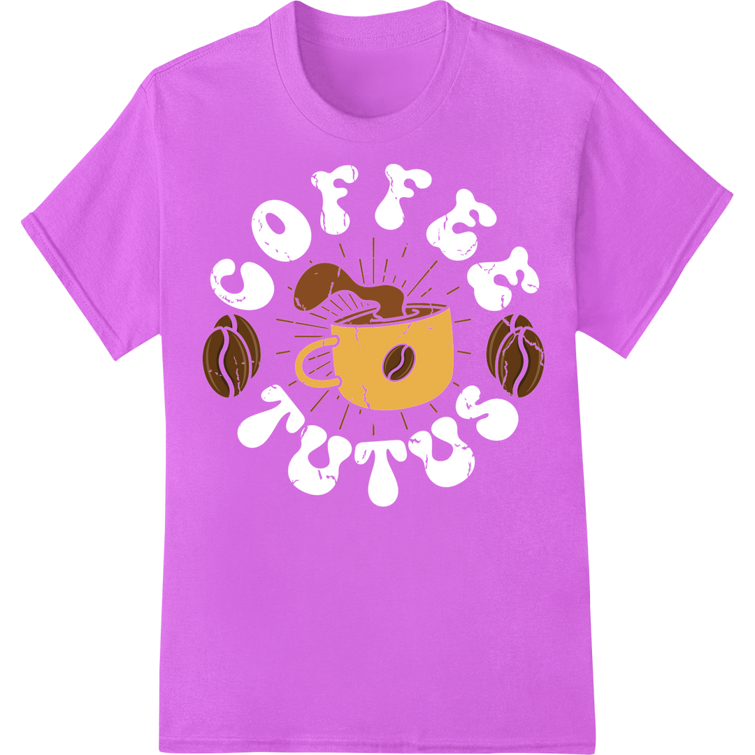 Enchanting Coffee Cup Ballet DTF Print Heat Transfer on purple shirt - SUPERDTF-DTF Prints-DTF Transfers-Custom DTF Prints