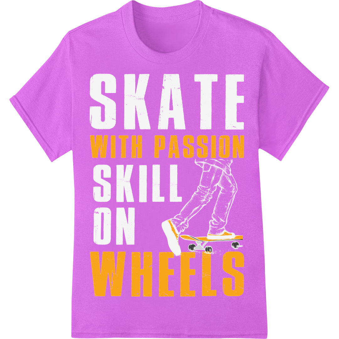 Retro 'With Passion Wheels' Skating DTF Print Heat Transfer on purple shirt - SUPERDTF-DTF Prints-DTF Transfers-Custom DTF Prints