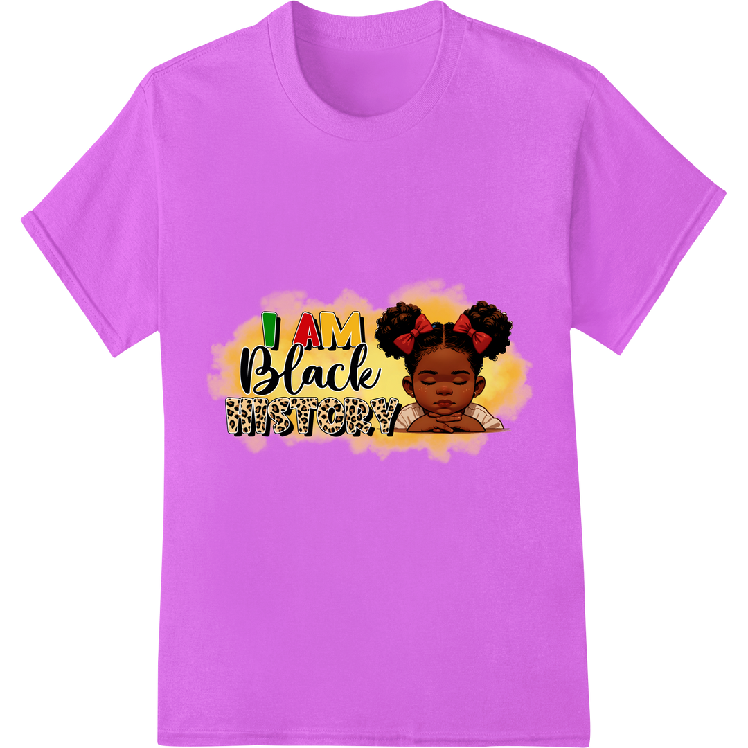 I AM BLACK HISTORY Bold DTF Print Heat Transfer Design on purple shirt - SUPERDTF-DTF Prints-DTF Transfers-Custom DTF Prints