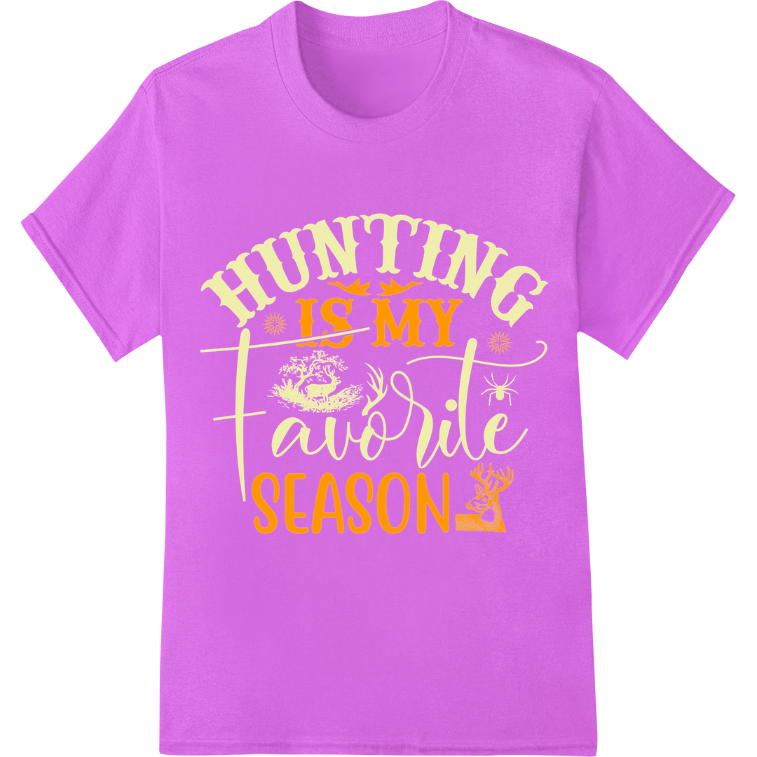 Hunting Season Favorite | Autumn Outdoor Adventure DTF Print on purple shirt - SUPERDTF-DTF Prints-DTF Transfers-Custom DTF Prints