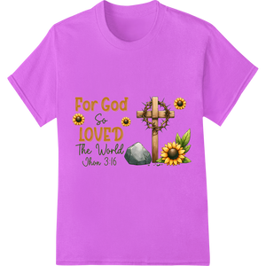 Celebrate God's Love: Rustic Easter Cross DTF Print Transfer enhanced with professional professional DTF printing