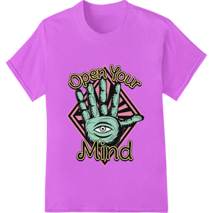 Vibrant digital printing print on Open Your Mind: Surreal Eye Hand DTF Heat Transfer