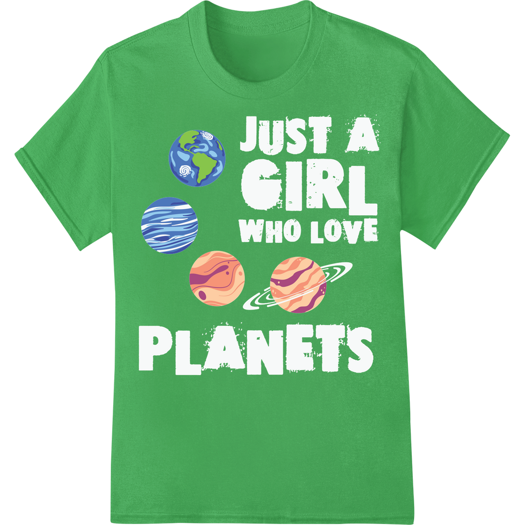 Inspire Learning with Vibrant Planet Science DTF Print on green shirt - SUPERDTF-DTF Prints-DTF Transfers-Custom DTF Prints