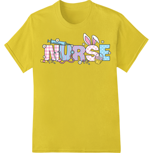 Festive Nurse Easter DTF Print Heat Transfer | Super DTF on yellow shirt - SUPERDTF-DTF Prints-DTF Transfers-Custom DTF Prints