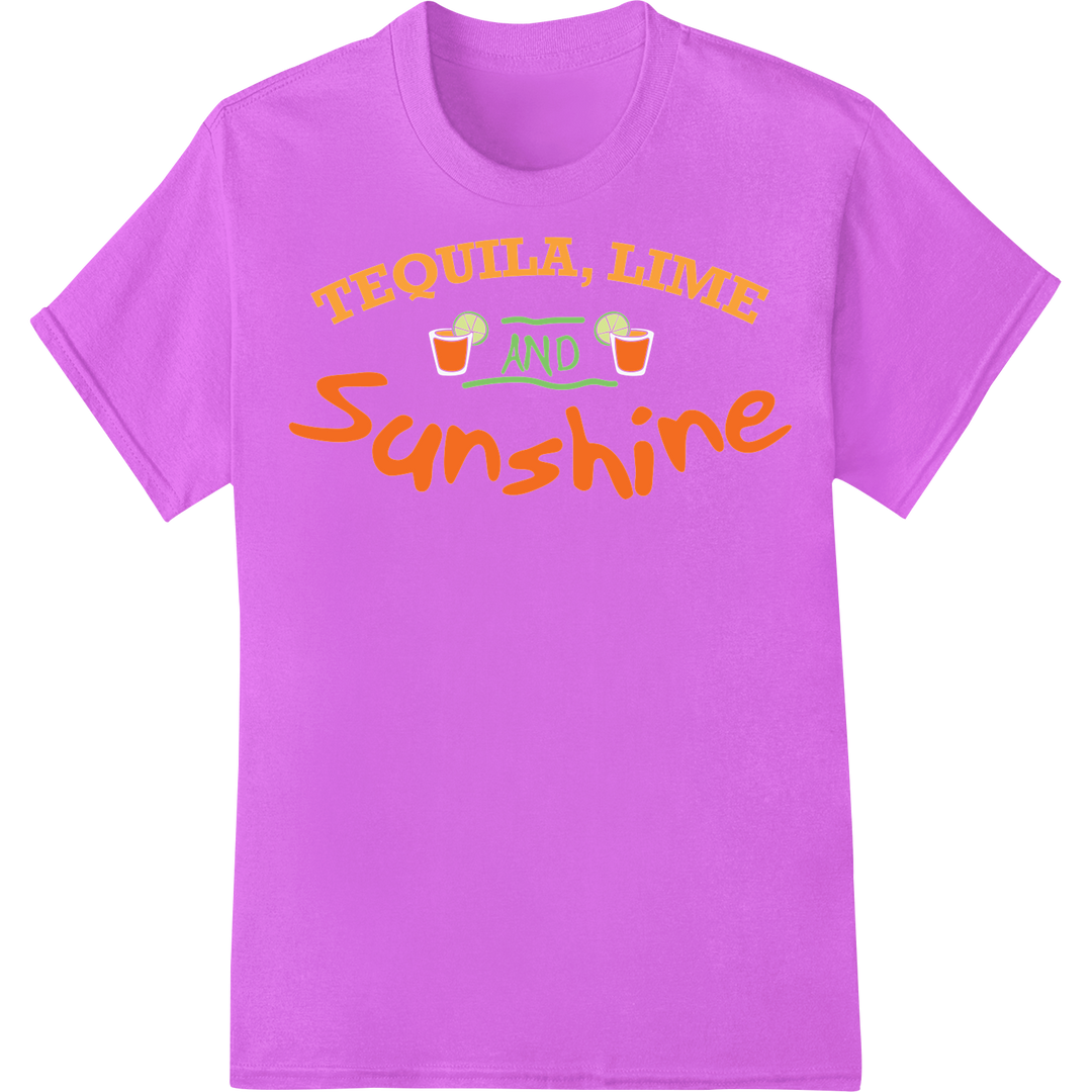 Zesty 'Tequila, Lime & Sunshine' DTF Print Heat Transfer on purple shirt - SUPERDTF-DTF Prints-DTF Transfers-Custom DTF Prints