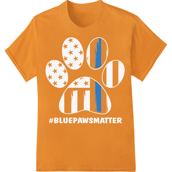 Bold Police-Inspired Blue Striped DTF Print Heat Transfer on orange shirt - SUPERDTF-DTF Prints-DTF Transfers-Custom DTF Prints