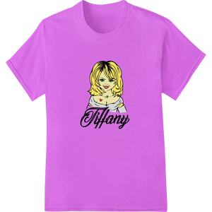 Vibrant custom apparel print on Glamorous Blonde 'Tiffany' Portrait DTF Print Heat Transfer