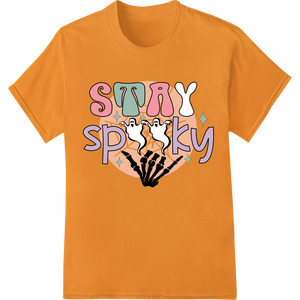 Cutting-edge digital printing featured on Stay Spooky: Playful Skeleton Hand Halloween DTF Print