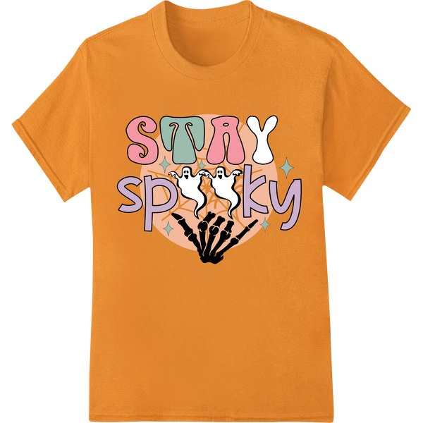 Cutting-edge digital printing featured on Stay Spooky: Playful Skeleton Hand Halloween DTF Print