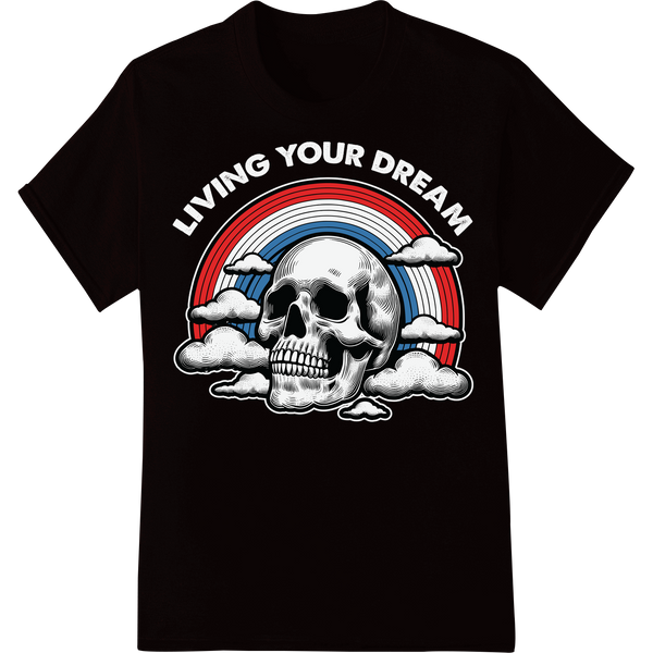 Patriotic Skull Rainbow DTF Print | Independence Day on black shirt - SUPERDTF-DTF Prints-DTF Transfers-Custom DTF Prints